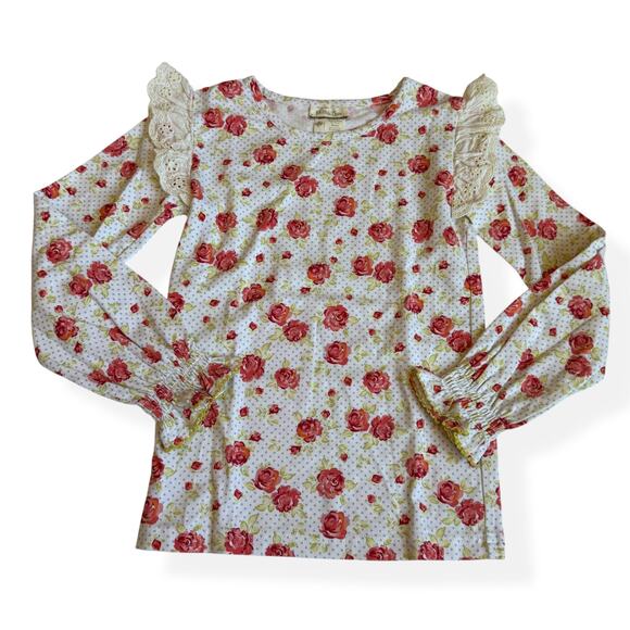 Matilda Jane Georgia It's A Wonderful Parade Floral Ruffle Top 6 - Picture 1 of 9